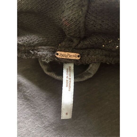 Free People Coated Denim & Knit Sweater Draped Front Moto Jacket 8 - Picture 12 of 15